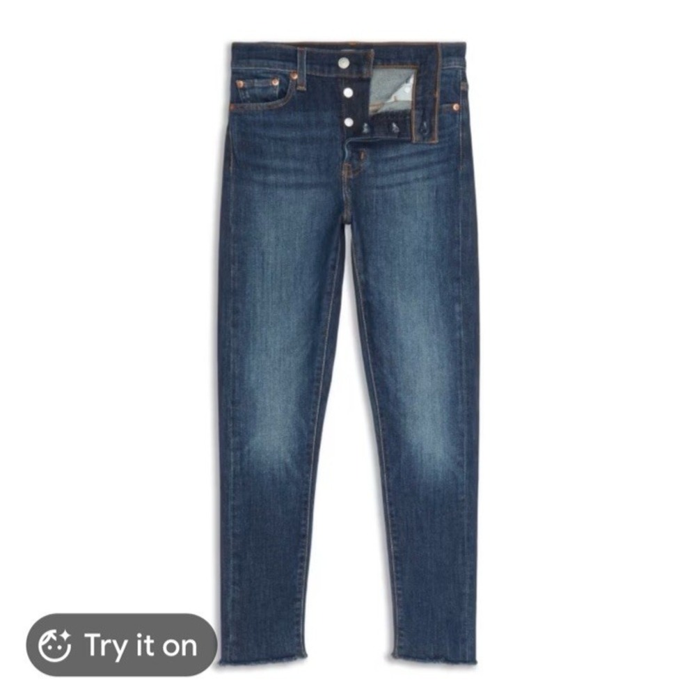 Levi's Wedgieβ Skinny Jeans Denim High Rise Button Fly Raw Hem Size 31 Cheeky